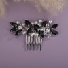 Teyglen Black Rhinestone Bridal Side Comb Crystal Bride Wedding Hair