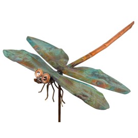 Modern Artisans American Made Copper Dragonfly Garden Sculpture & Stake