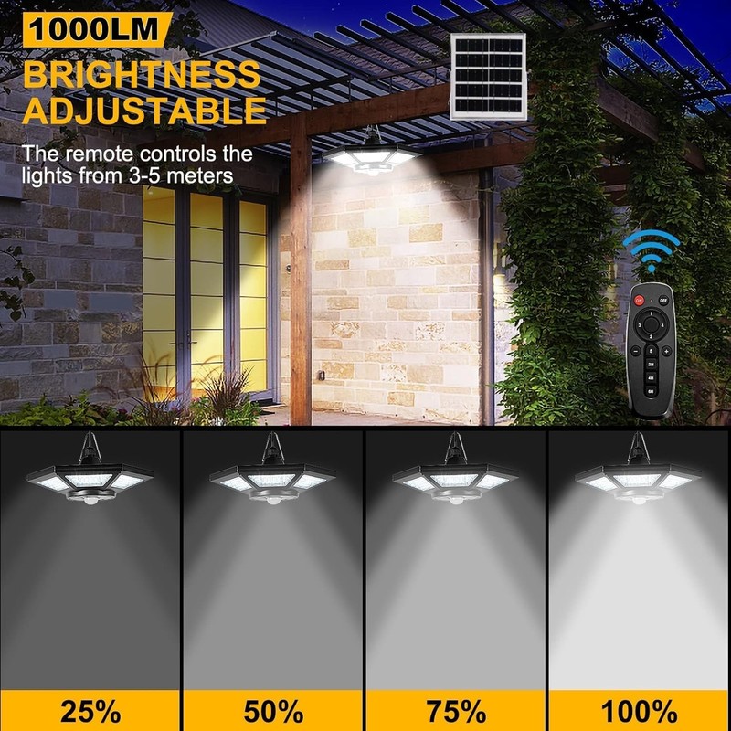 Degruand Solar Shed Gazebo Light Indoor Outdoor, Motion Sensor Pendant