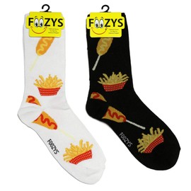 Foozys Women's Crew Socks Corn Dogs Fries Food & Drink Novelty Socks 2 Pairs Included in Two Colors