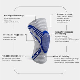 Kniebandage für Männer/Frauen, rutschfeste Kniebandage, Kompressionsbandage mit Patella-Gel-Pads und Seitenstabilisatoren für Arthritis, Knieschmerzen, Meniskusriss, ACL, Laufen, Sport