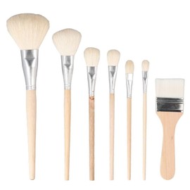 7pcs Mop Brush Goat Hair Paint Brush Multi-Purpose Blending Brush Ceramic Paint Brush for Acrylic Watercolor Oil Painting