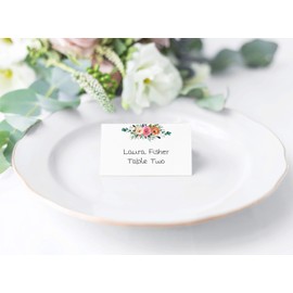 Boho Floral Place Cards — Pack of 25 — Tent Table Cards, Floral Chic Food Sign Seating Card Folded Name Escort Seat Assignment for Tables Scored Fill-in 2x3.5” for Wedding Party Banquet Event T100-PC1