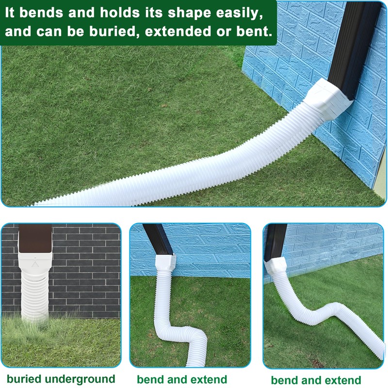Binazon 1 Pack White-Rain Gutter Downspout Extensions, Gutter Extender for