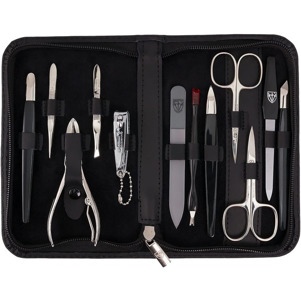 3 Swords Germany - Brand Quality 12 Piece Manicure Pedicure kit Set - Nail Care Tools - Made in Solingen Germany (265)