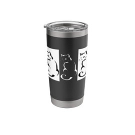 Minimalist Modern Art Aesthetic Black and White Cat Design Stainless Steel Insulated Tumbler