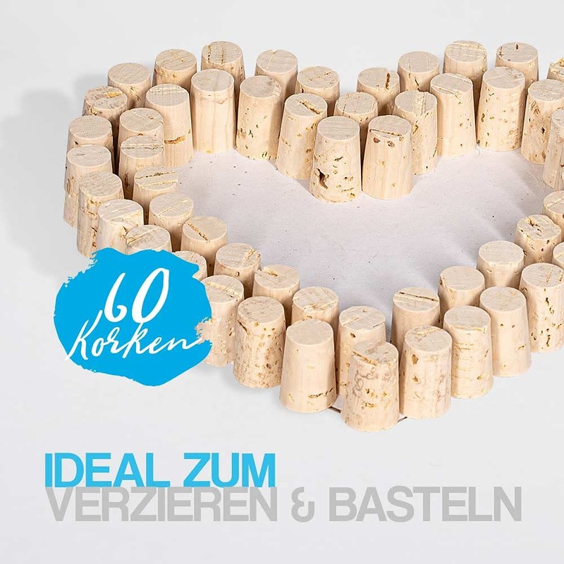 Tuuters 25 x Corks for Closing, Natural Cork, Pointed Cork