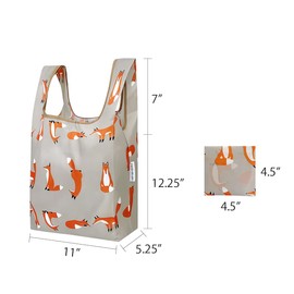 Wrapables Small JoliBag Collection Reusable Shopping Bag, Lounging Foxes