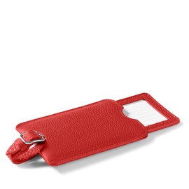 Leatherology Scarlet Leatherology Deluxe Luggage Tag - Privacy Sleeve for Secure Information, Adjustable Buckled Strap, Perfect for Luggage