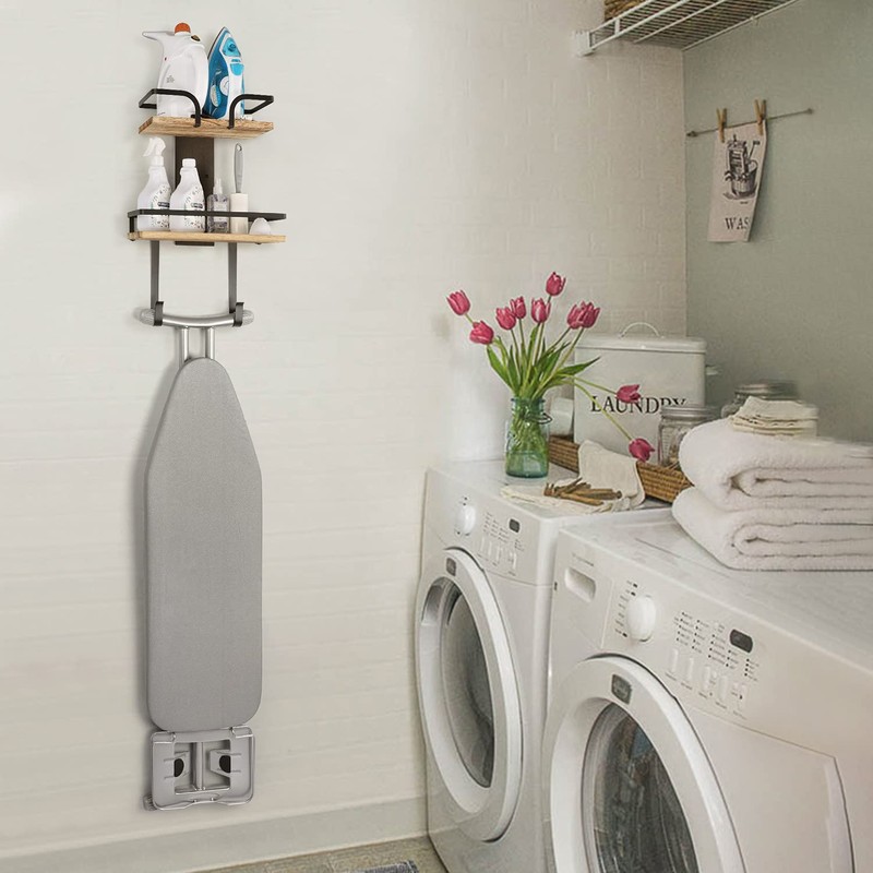VINAEMO Ironing Board Hanger Wall Mount, 2-Layer Iron and Ironing