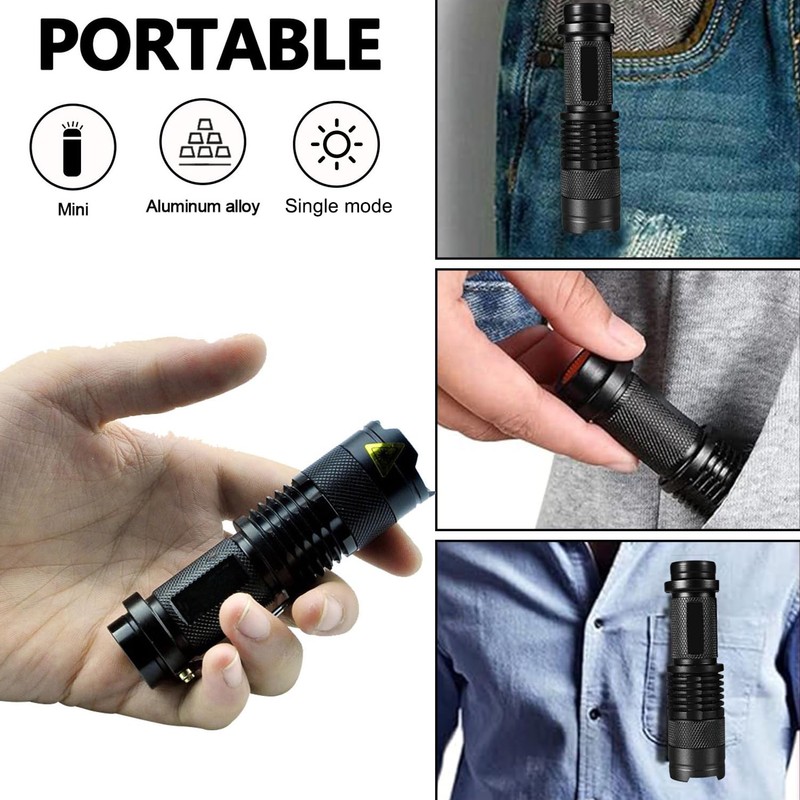 HYVCZP 6 Pack Mini Red LED Flashlight - Zoomable, Single