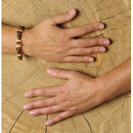 Baltic Amber Necklace & Bracelet Set - Unisex Healing Jewellery with Natural Amber Stones - Handmade, High Quality (Black - 18 cm), amber, Amber