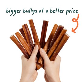 WOOF Bully Sticks - Chew Sticks for Dogs - Long-Lasting Dog Products - Made with Free-Range, Grass-Fed Beef - Length: 12-inch, Count: 25 pack