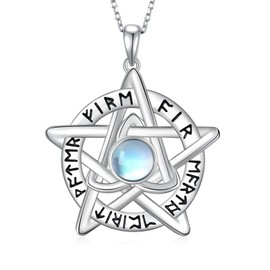 Fuguangju Pentagram Necklace For Women 925 Sterling Silver Celtic Pentacle Necklace Pagan Wiccan Jewelry for Women Men