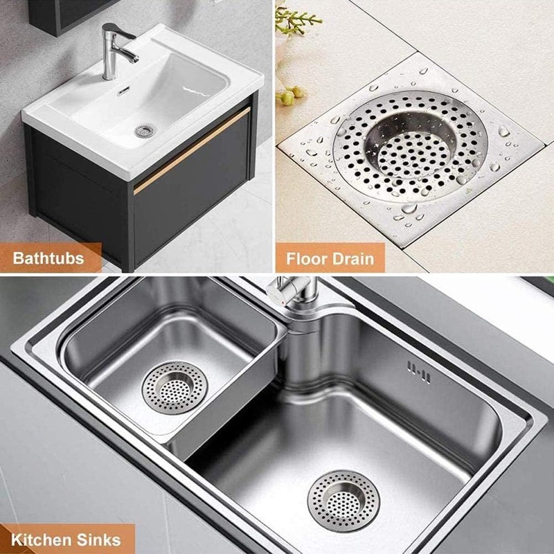 Stainless Steel 2Pcs Kitchen Sink Strainer Plug Standard Dual Function