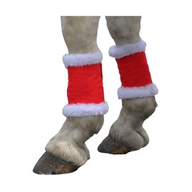 Hy Christmas Santa Horse Leg Wraps (set of 4) - Red/White - Cob/Horse