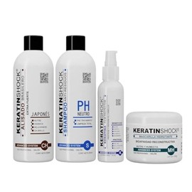 Tratamiento de Keratina Brasileña Alisado Japonés con Shampoo Anti-Residuos, Crema Hidratante Post-Tratamiento y Leave On, Sistema Avanzado Profesiona