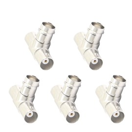 PNGKNYOCN 3 Way BNC Splitter，T Type Female to Female Jack Coaxial Connector Splitter for Coaxial Cable, CCTV, Antenna（5-pack）