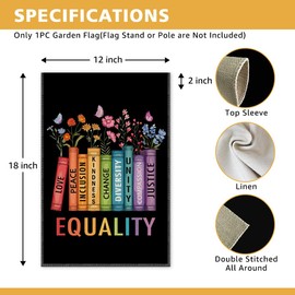 JMYROG Love Peace Inclusion Kindness Change Diversity Unity Compassion Justice Equality Garden Flag, Double Sided Yard Outdoor Lawn Porch Decor Banner, Empowerment Gifts for Family Friend Coworker