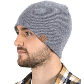 Tough Headwear Daily Knit Beanie - Beanies Hats for Men - Winter Hats for Men & Women - Warm Knitted Hats for Cold Weather & Stocking Cap Light Gray