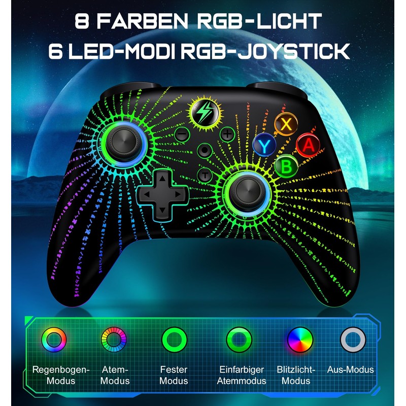 ALEEMTRY Switch Controller, Wireless Controller Switch with RGB Joystick, Programmable