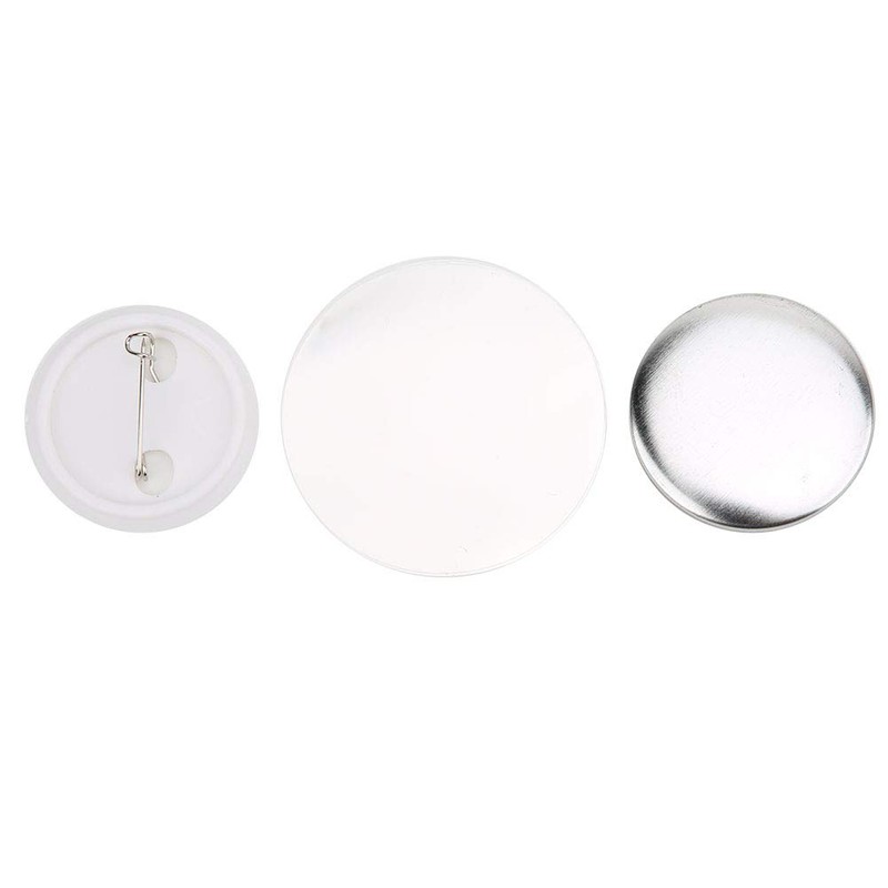 Badge Pin Button Parts , Round Acrylic Clear Metal Shells