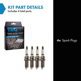 TRQ Iridium Spark Plugs Engine Tune Up Ignition Kit 4 Piece Set