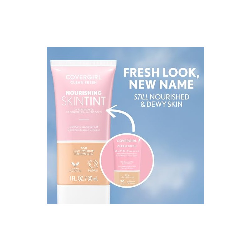 COVERGIRL, Clean Fresh Skin Milk Foundation, Light/Medium, 1 Count