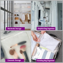 Marrie Ziplock Bags for Clothes Hospital Maternity Essentials Travel Space Saver Luggage Organiser No Vent Frosted Storage Pouch for Shoe Toiletries Garments School Trips Toys Home Cosmetic Pack of 20