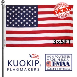 Double Sided American Flag 3x5 Made in USA Outdoor Heavy Duty 3 Ply Polyester United States Flag with White Starting Tape and 2 Brass Grommets