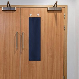 NICETOWN French Blackout Door Window Curtains, Privacy Front Door Curtains for Classroom, Thermal Insulated Tie Up Shades Window Covering Shade for Office, 8" Wide x 36" Long, 1 Panel, Navy