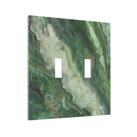 JDAKHD Light Switch Cover Plate Green Marble-Like Texture with Abstract Wavy Veins Double Toggle Decorative Wall Plate Pc 2 Gang Dual Switchplate Electrical Faceplate for Modern Home Decor
