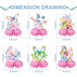 6 Pieces Butterfly Centerpieces for Tables Butterfly Birthday Party Decorations Butterfly Honeycomb Table Centerpiece for Baby Shower