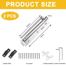 Spring Door Closer, 2PCS Automatic Door Closer with Adjusting Rod and Screws for Residential Commercial Home Office
