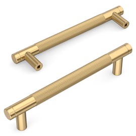 Amerdeco Pack of 10 Champagne Bronze Cabinet Handles 128 mm Hole Spacing, Aluminium Handles for Kitchen Cabinets & Furniture Handles for Drawers