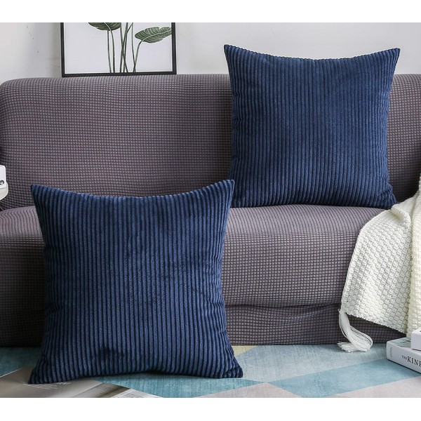 TangDepot, Set of 2 Solid Velvet Striped Corduroy Decorative Throw
