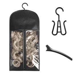 Hair Extension Holder Wig Bag with Hanger Wig Storage Portable Wig Bags Storage Style Hair Travel Hair Extensions Bag for Multiple Wigs Hair Extensions, Wigs & Accessories (black)