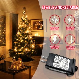 12V 2A Class 2 Power Supply, CZJUTAI JT-DC120V200-G UL Listed LED Transformer Replacement for Christmas Tree, String Light, Fountain Lights, Inflatable Device(12V 2A)