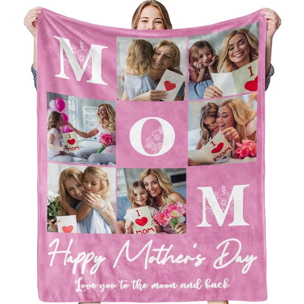 Jecivila Gifts for Mothers Day Custom Blanket with Picture Text