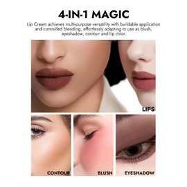 YOUNG VISION Velvet Matte Liquid Lipstick Long Lasting, 4-in-1 Multi-Use Brown Makeup for Lips, Blush, Eyeshadow & Contour, Smooth & Non-Drying Silky Liquid Lipstick for Women, Buildable High Pigment