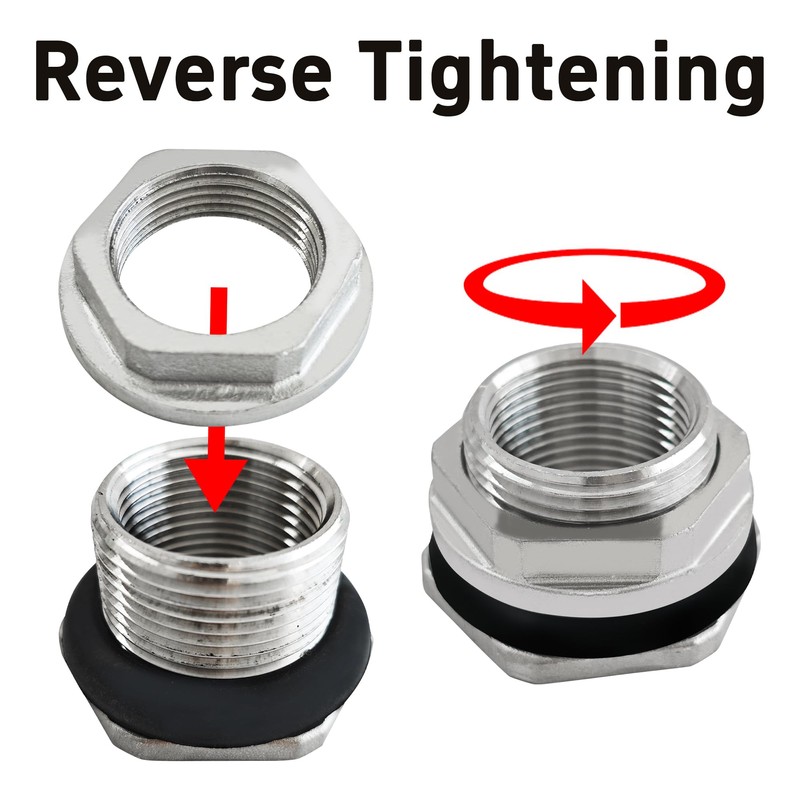 PDETVEO 2PCS 1" Water Tank Connector, Stainless Steel Bulkhead Fitting