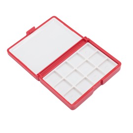 Juego de acuarelas portátil de dos piezas: minipaleta multifuncional desmontable, ideal para artistas y principiantes, fácil de limpiar, imprescindible para viajar (caja roja, 12 compartimentos).
