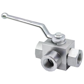 TieMin Hydraulic Valve 1/2 Inch 7250 PSI High Pressure, Shut-Off 3 Way Hydraulic Ball Valve KHB3K 1/2" NPT