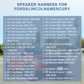 Fiegromech Car Speaker Wiring Harness Adapter Compatible with Ford Escape Expedition Explorer F150 F250 F350 Ranger,Lincoln Navigator,Mercury,Mazda Door Front Rear Speaker Wire Harnesses Kit 4PCS