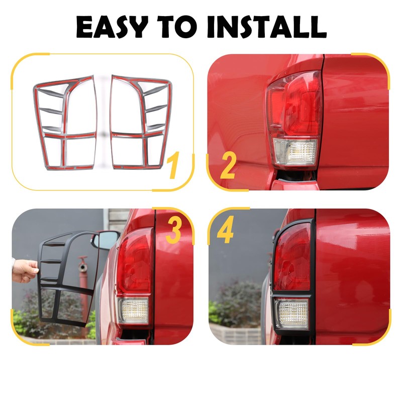 Tail Light Guard Covers Compatible with Toyota Tacoma 2016-2023, Rear