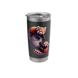 Pocket Red Panda Cute Animal Art Red Panda Bear Playing Stainless Steel Insulated Tumbler
