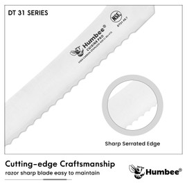Humbee 10-Inch Offset Bread Knife with Width Wave Teeth (Serrated), Black, DT-31 Series