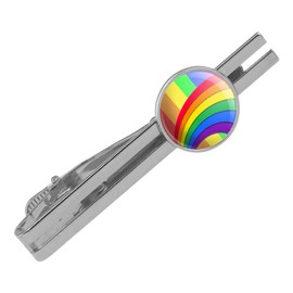 GRAPHICS & MORE Double Rainbow Pride Arc Round Tie Bar Clip Clasp Tack Silver Color Plated