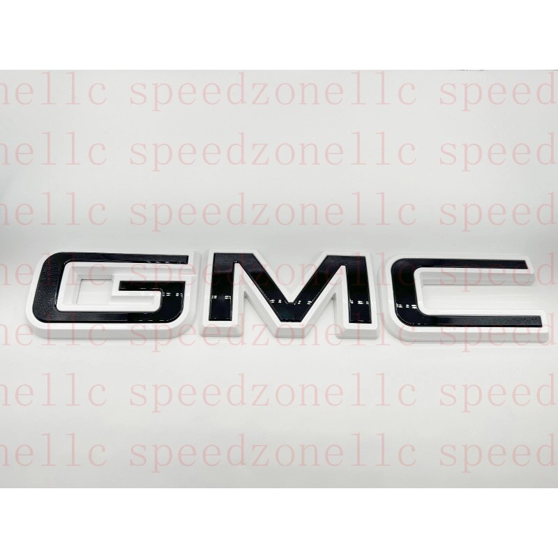 Auto Rear Tailgate GMC Black White OVERLAY Emblem Badge Fit