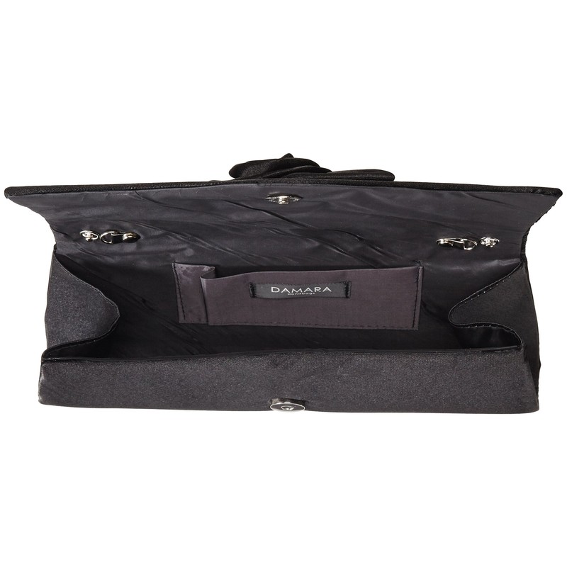 Damara Women's Satin Pleated Flower Front Evening Bag Clutch Handbag